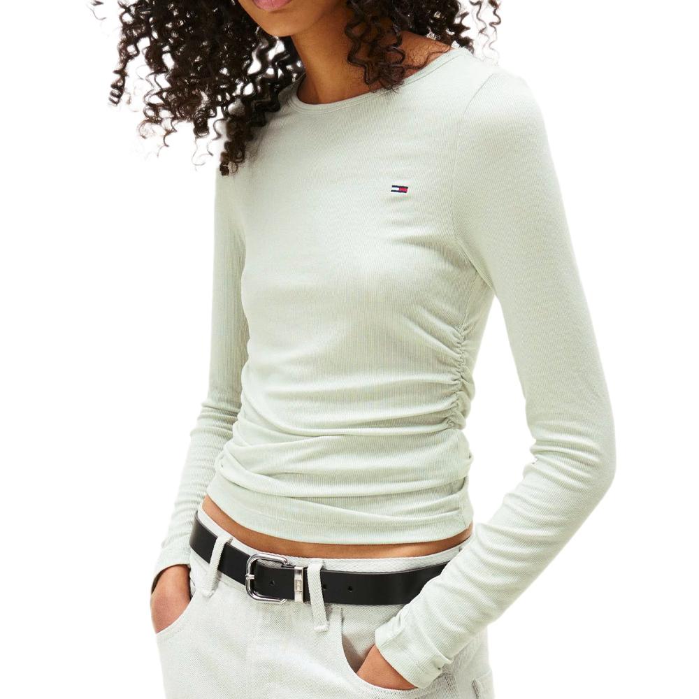T-shirt Vert Femme Tommy Hilfiger Tjw Slim Ruched pas cher
