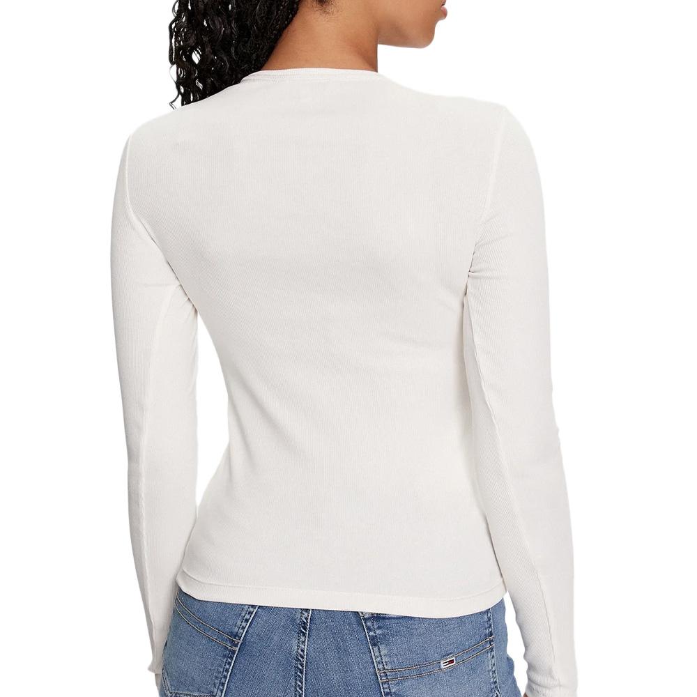 T-Shirt Manches Longues Blanc Femme Tommy Hilfiger Essentials vue 2