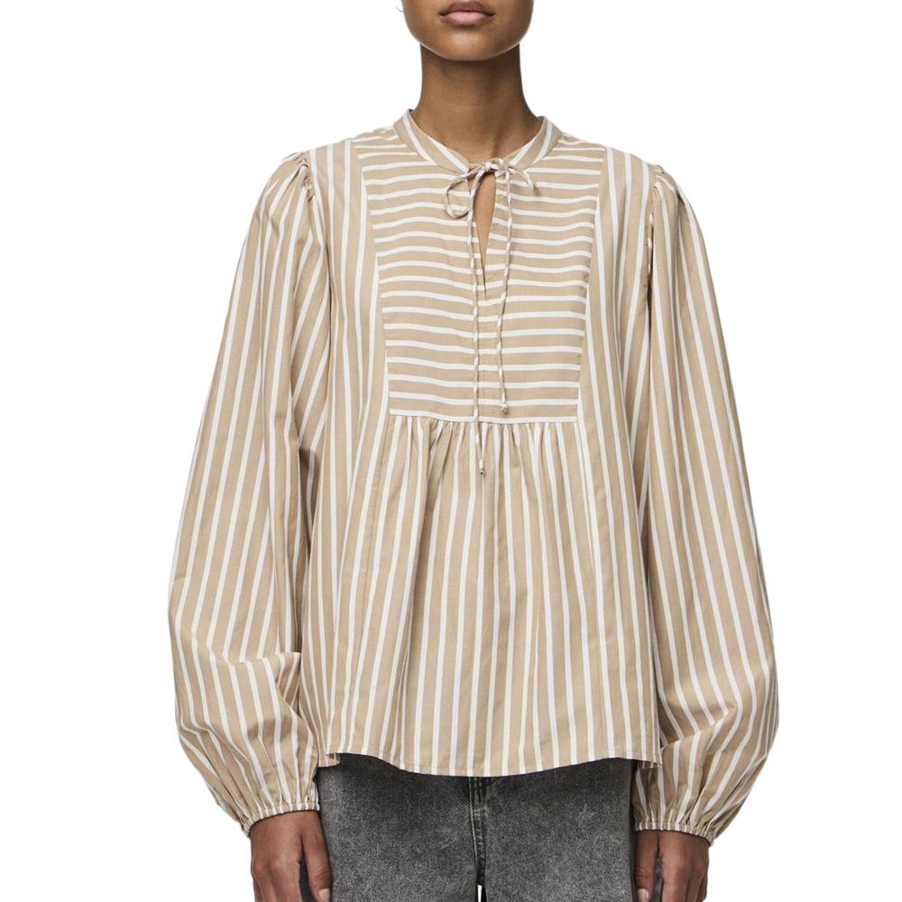 Blouse Blanc/Beige Femme Pieces Lilia vue 3