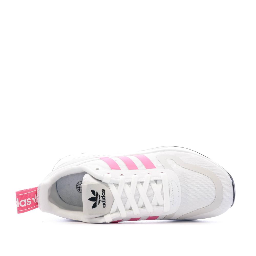 Baskets Blanc/Rose Femme Adidas Multix J vue 4