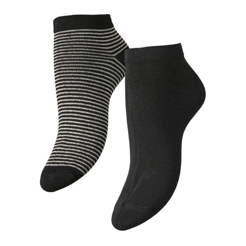 X2 Paires de Chaussettes Noires Femme Pieces Claura pas cher