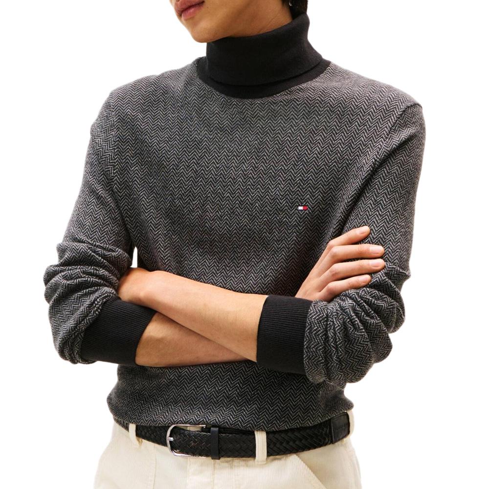Pull Gris Chiné Homme Tommy Hilfiger Pima MW0MW40446 pas cher