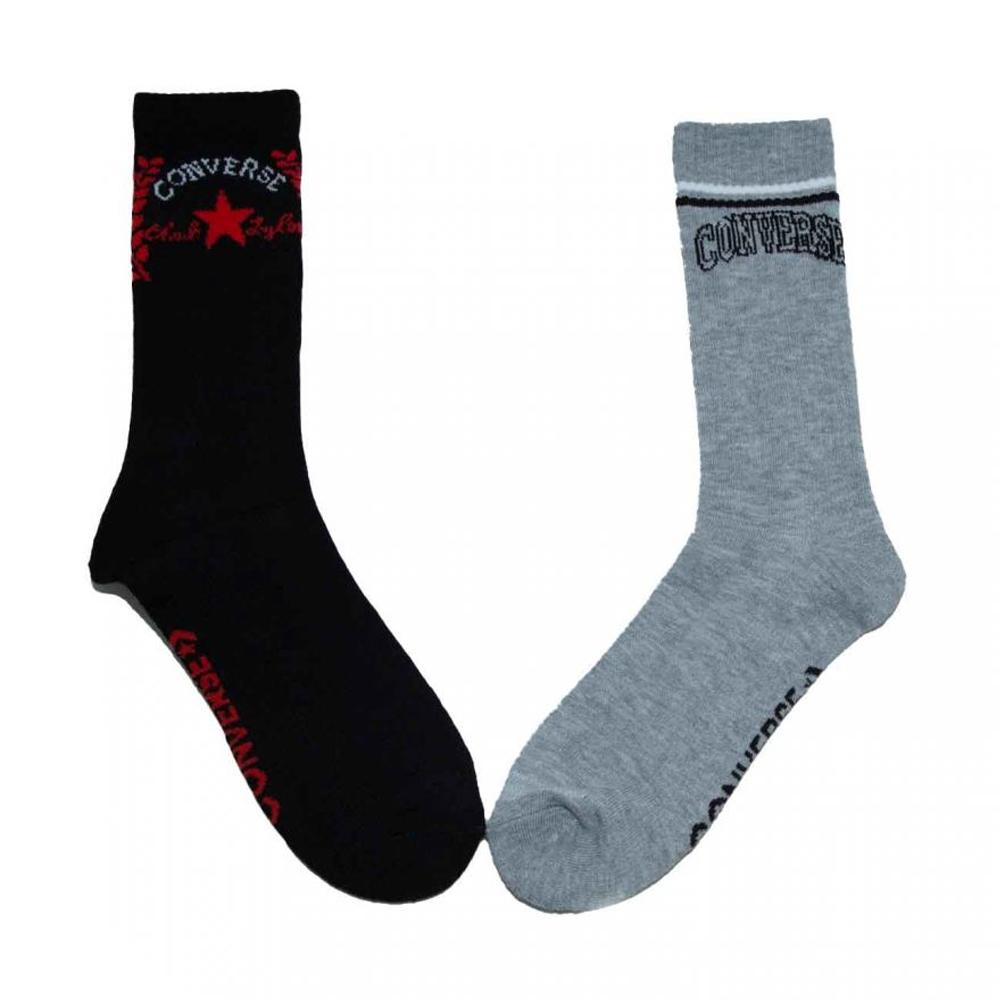 2x Paires de Chaussettes Noires/Grises Homme Converse S7020742 pas cher