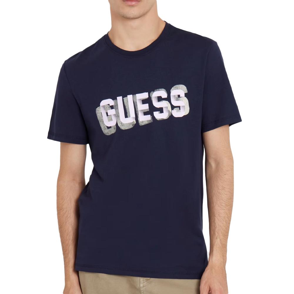 T shirt Marine Homme Guess M4YI15I3Z14