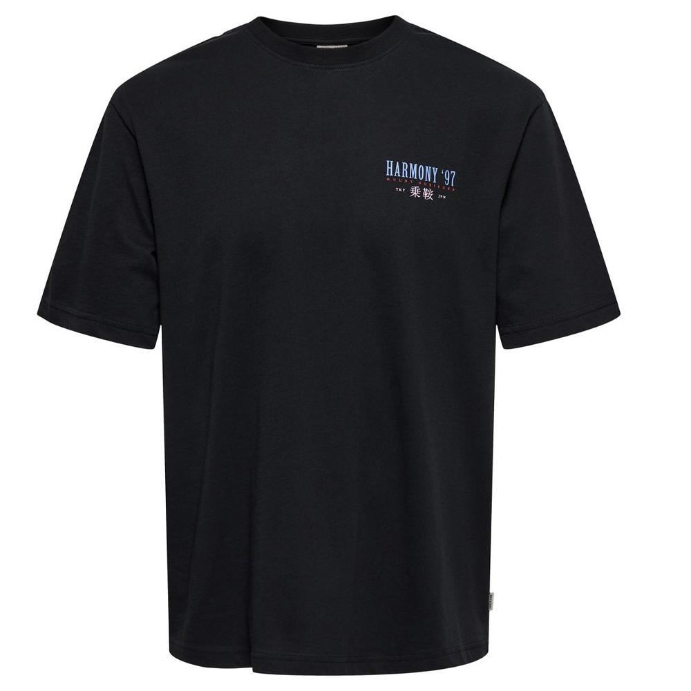 T-Shirt Noir/Bleu Homme Only & Sons Tristan pas cher