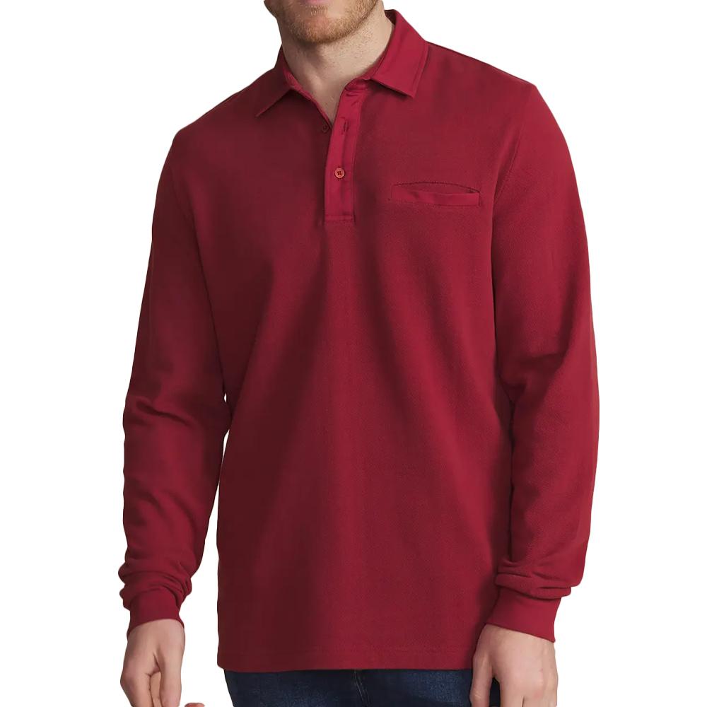 Polo Manches Longues Rouge Homme TBS CAVEZPOL pas cher