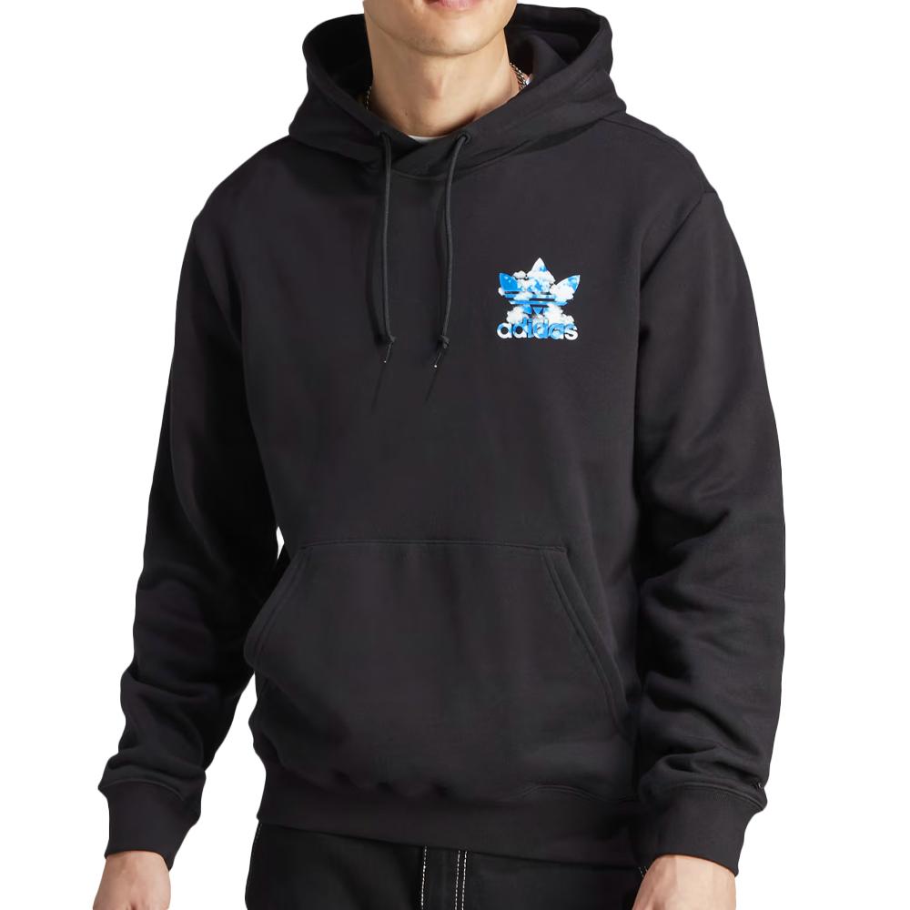 Sweat à Capuche Noir/Bleu Homme Adidas Cloud II8168 pas cher