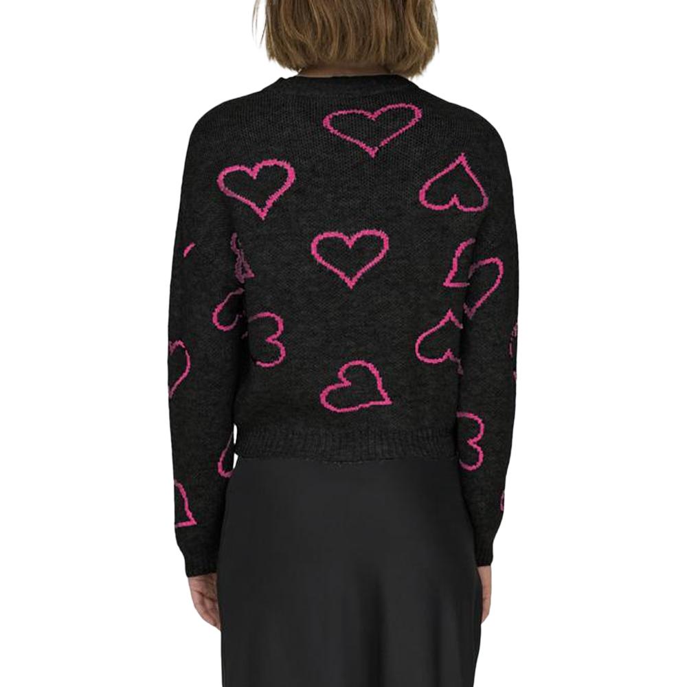 Pull Noir/Rose Coeur Femme Only Happie vue 2