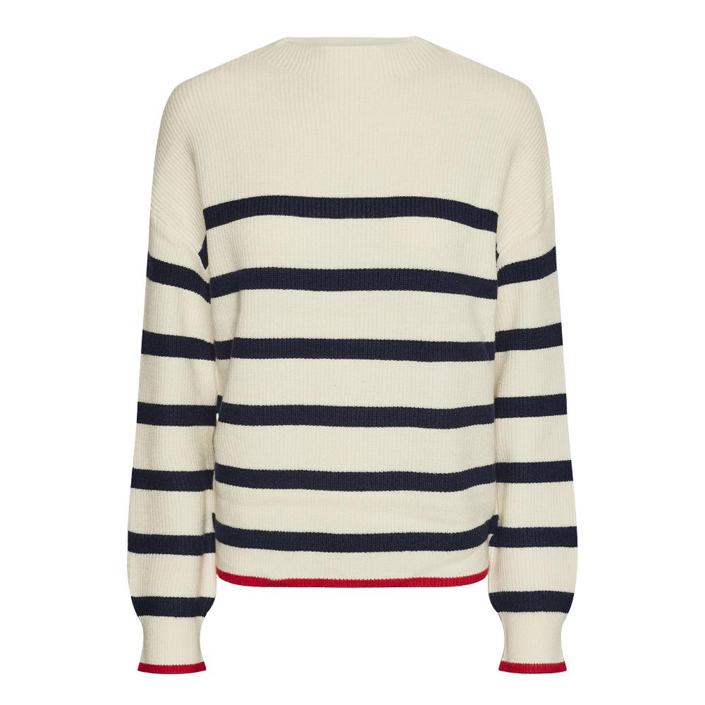 Pull Écru/Marine Femme Pieces Mock Neck Knit pas cher