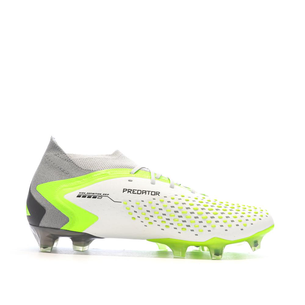 Chaussures de Foot Blanc/Gris/Vert Adidas Predator Accuracy.1 FG vue 2