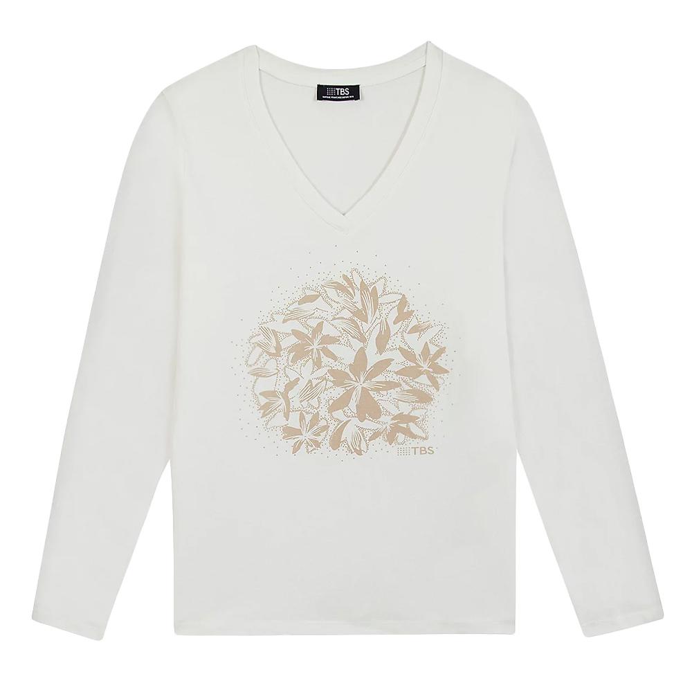 T-Shirt Manches Longues Blanc Femme TBS LUGDOTEE pas cher