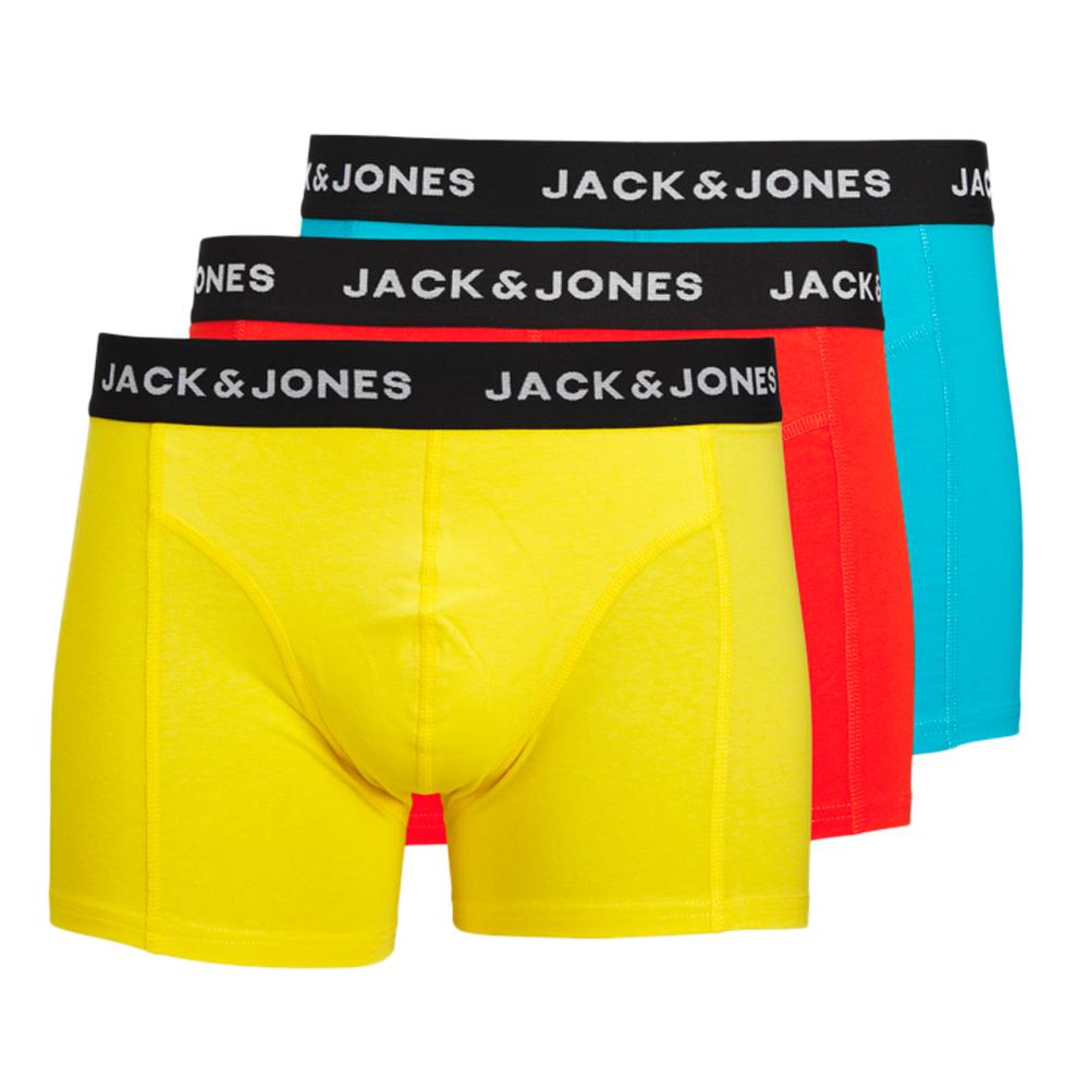 X3 Boxers Jaune/Rouge/Bleu Jack & Jones Solid Trunks pas cher