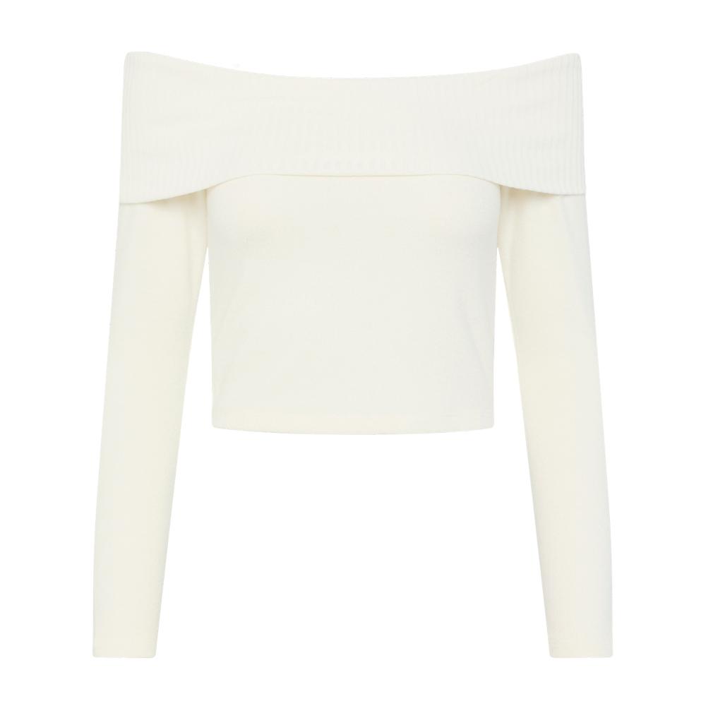 T-Shirt Manches Longues Blanc Femme Pieces Lenda pas cher