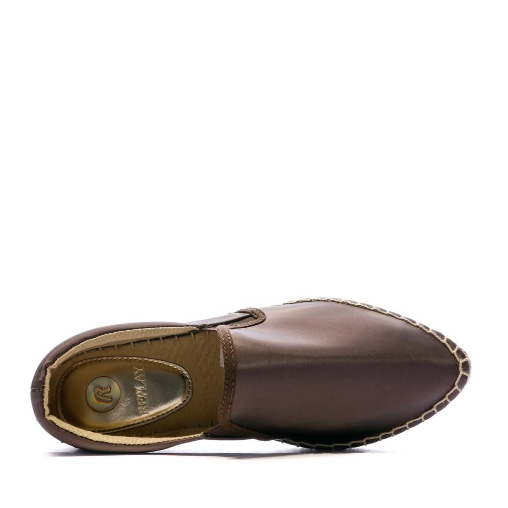 Espadrille Marron Femme Replay Queen slip vue 4