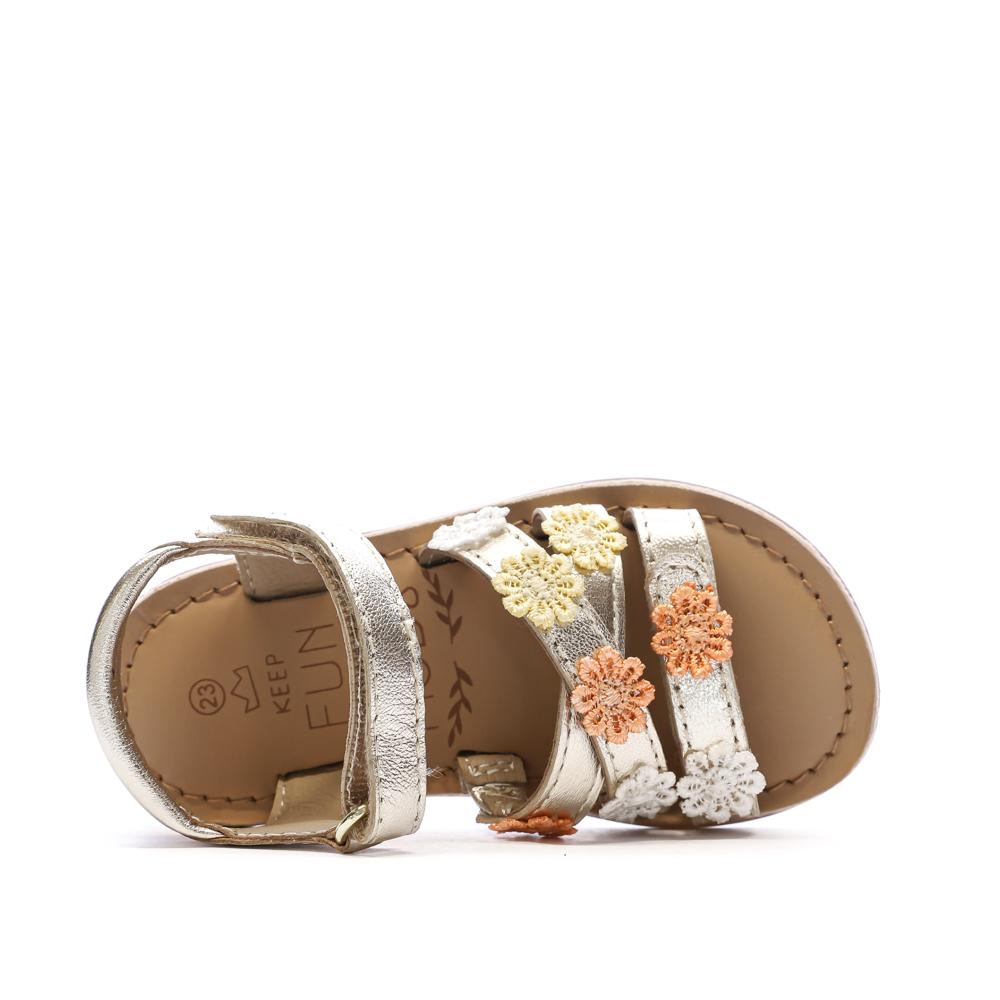 Sandales Doré à fleurs Fille Mod8 Mo Cloflore vue 4