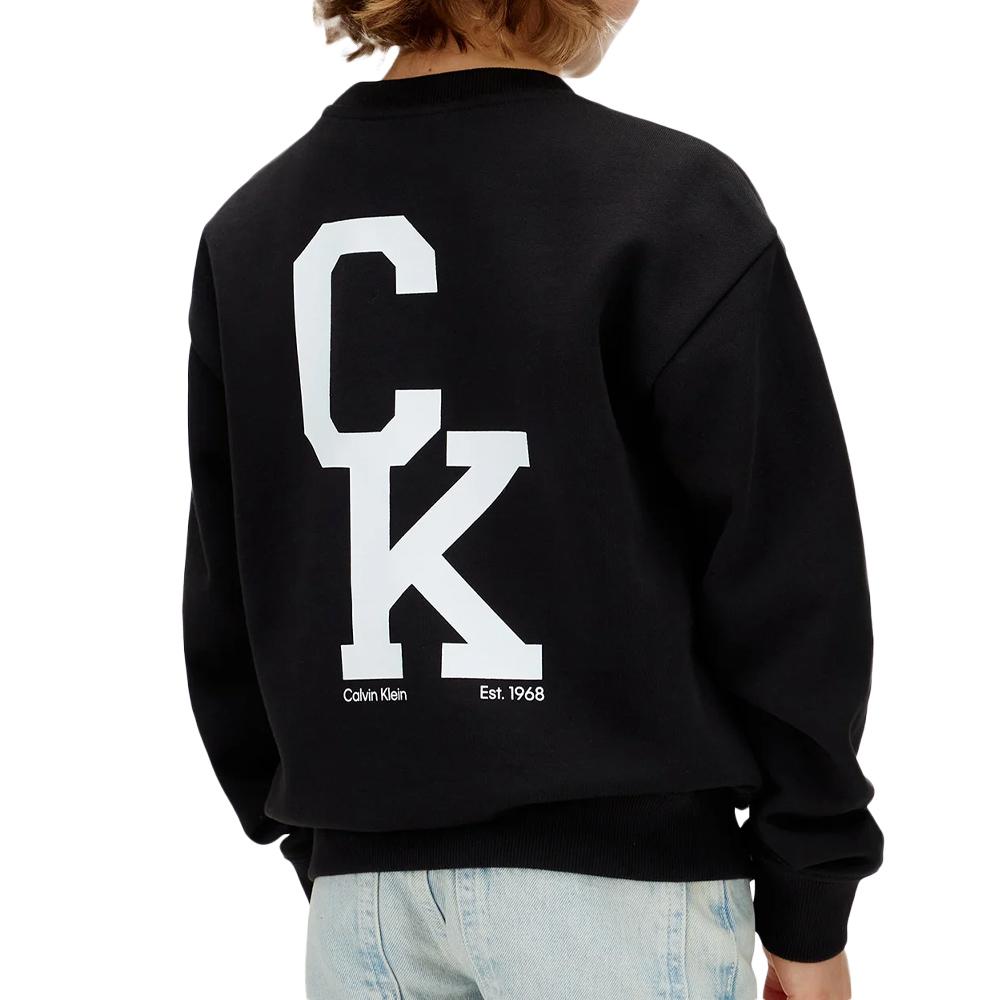 Sweat Noir Garçon Calvin Klein Jeans Relaxed Crewneck vue 2