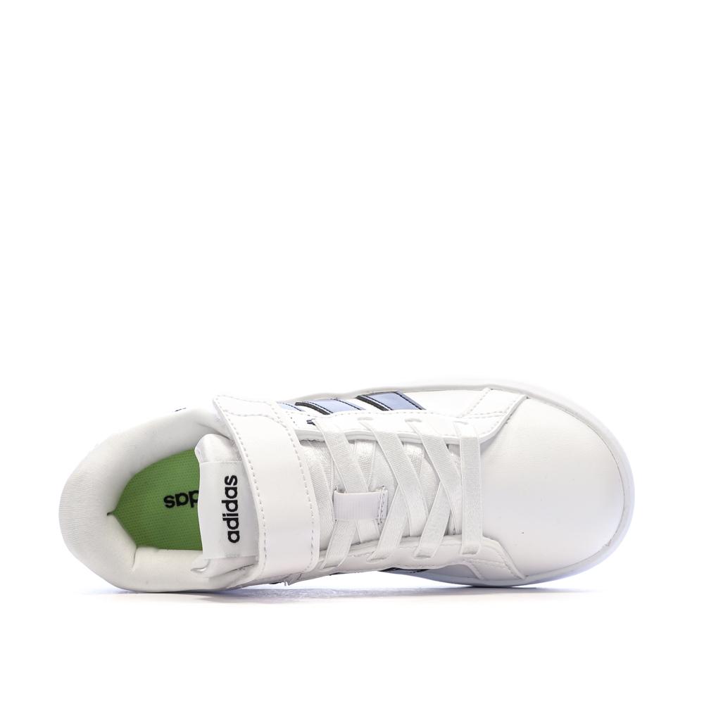 Baskets Blanc/Noir Enfant Adidas Grand Court vue 4