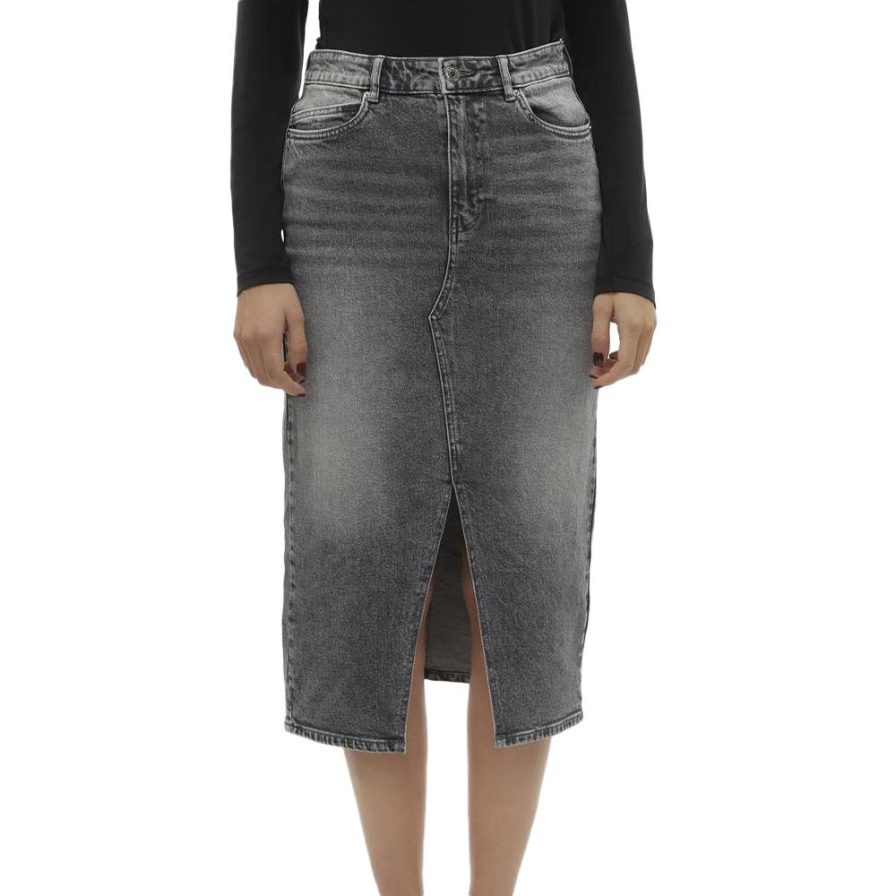 Jupe en Jean Longue Gris Femme Vero Moda Calf Denim Skirt pas cher