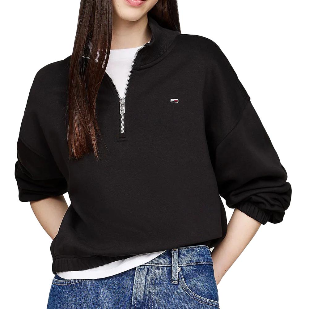 Sweat 1/4 Zip Noir Femme Tommy Hilfiger DW0DW18775 pas cher