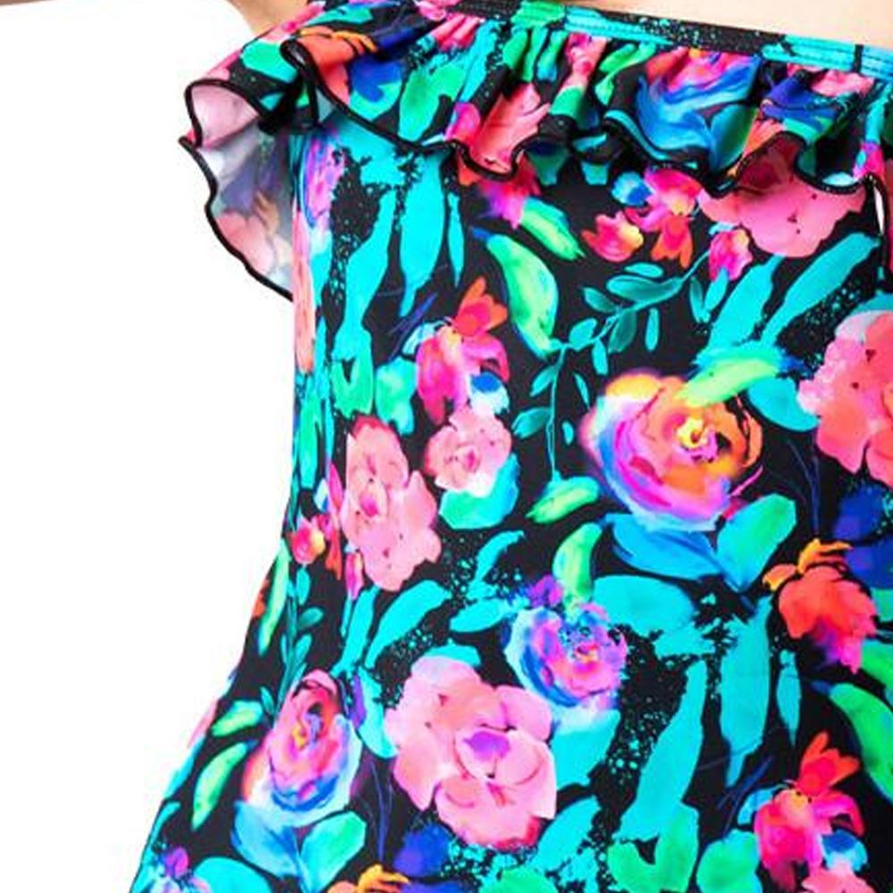 Maillot de Bain 1 Pièce à Fleurs Rose/Noir Fille Sun Project vue 2