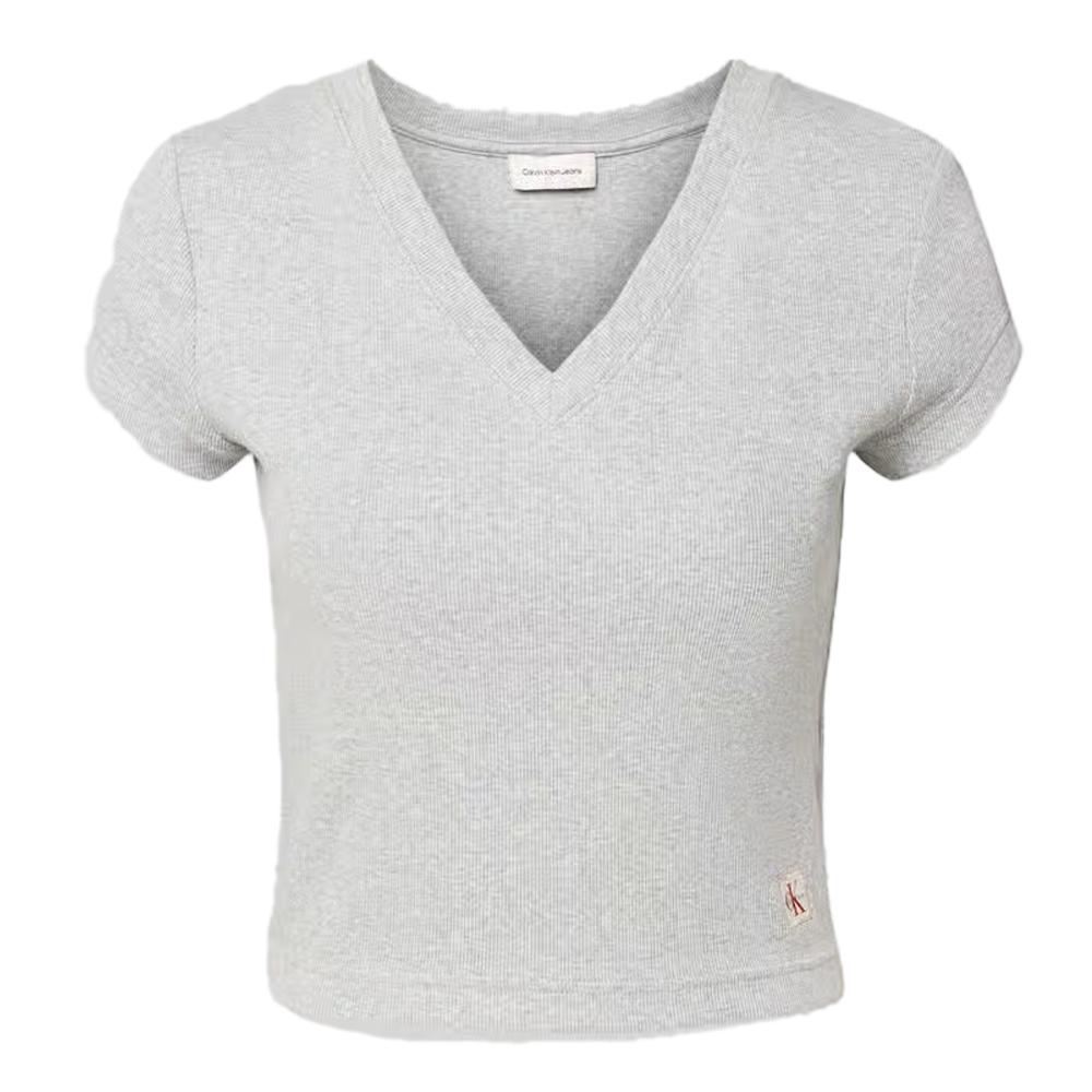 T-Shirt Gris Femme Calvin Klein Jeans Label Ri-cloud vue 2
