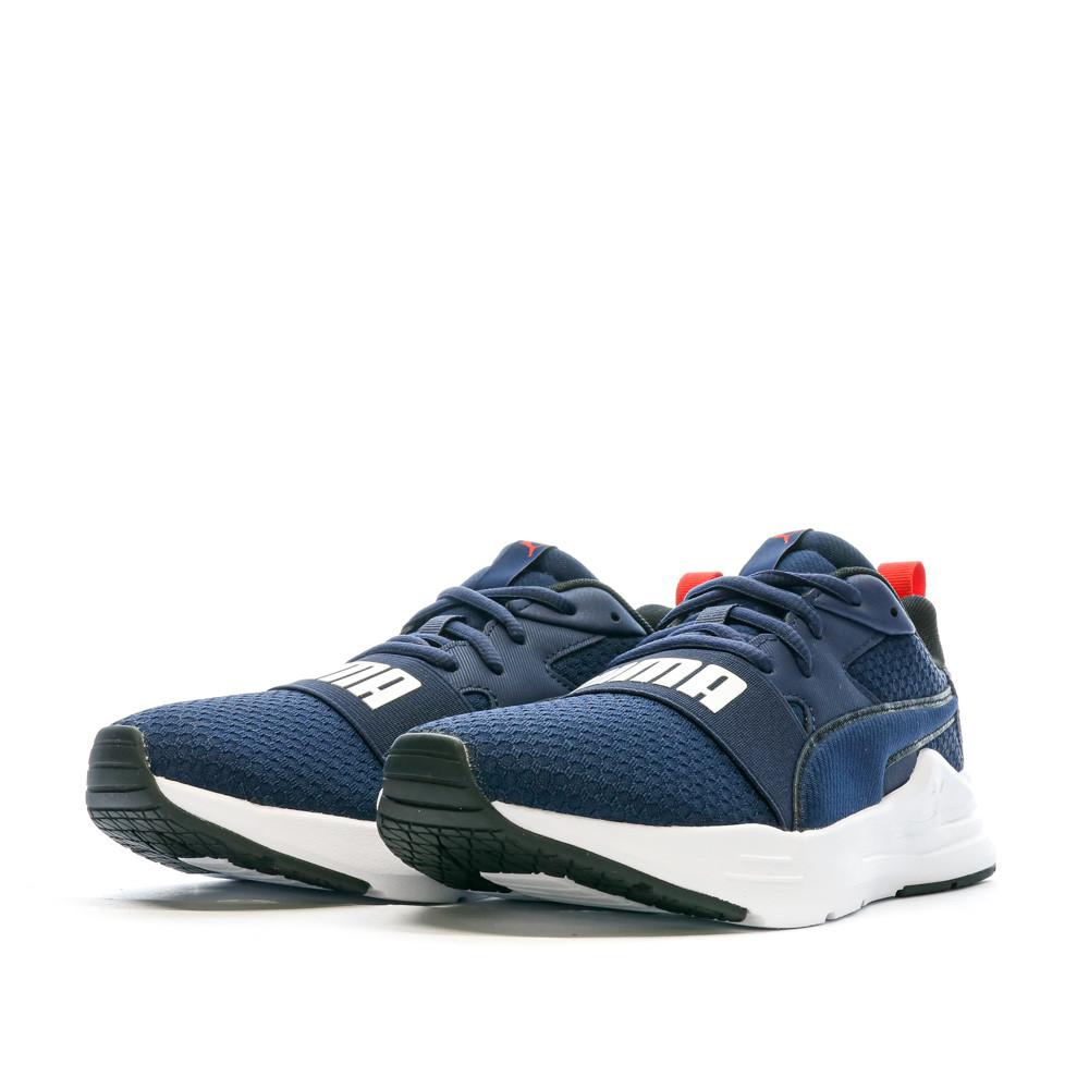 Baskets Marines/Blanches/Rouges Garçon Puma Wired vue 6