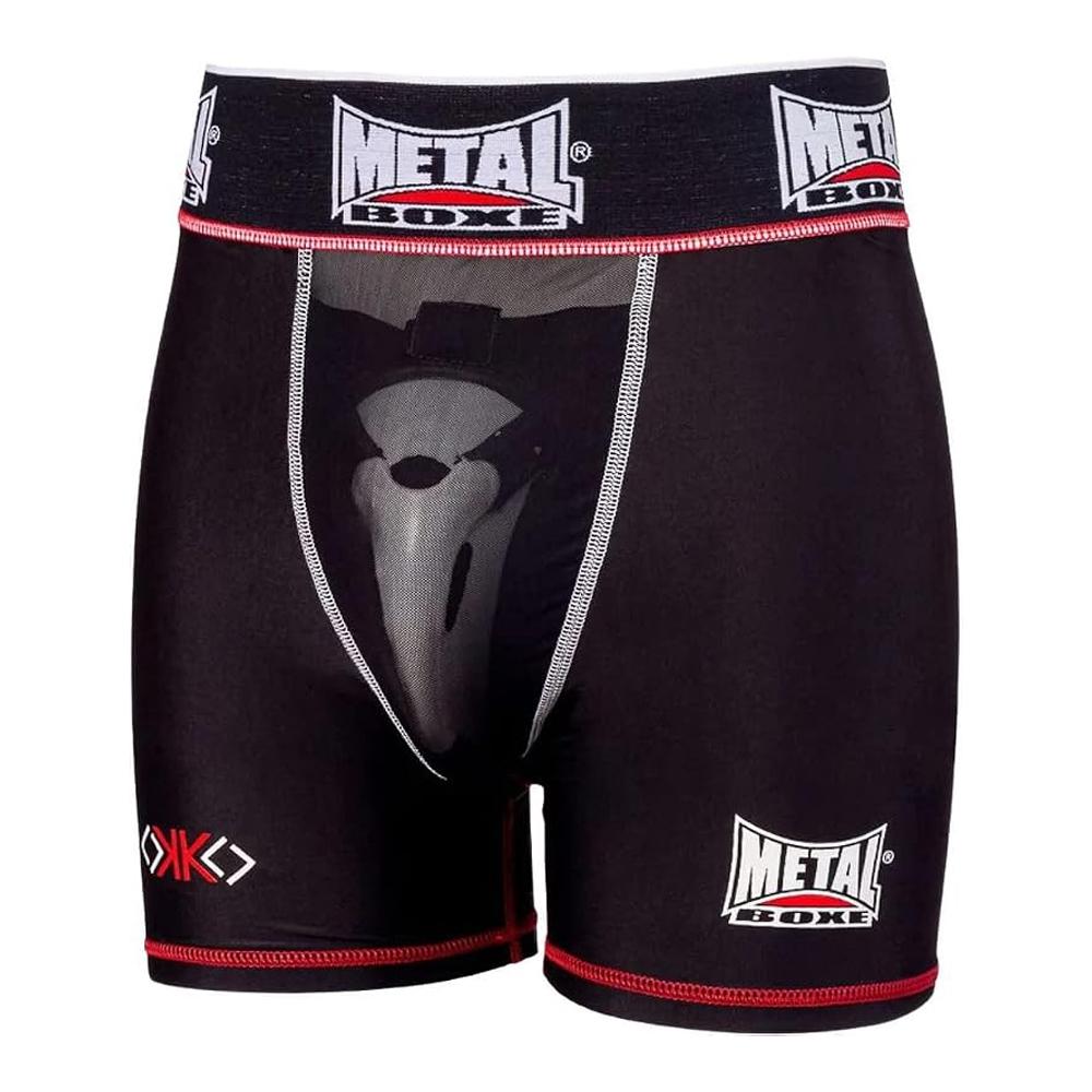 Short de boxe Noir/Rouge Homme Metal Boxe Shorty Extra Cup pas cher