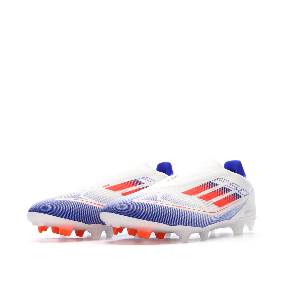 Chaussures de Foot Blanc/Bleu Adidas F50 League Ll FG/MG vue 6