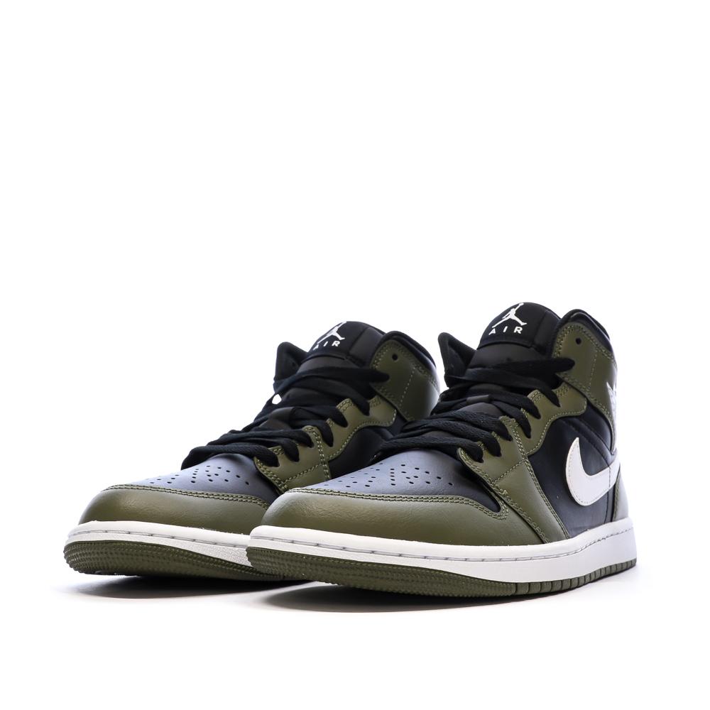 Air Jordan 1 Mid Kaki/Noir Homme Nike vue 6