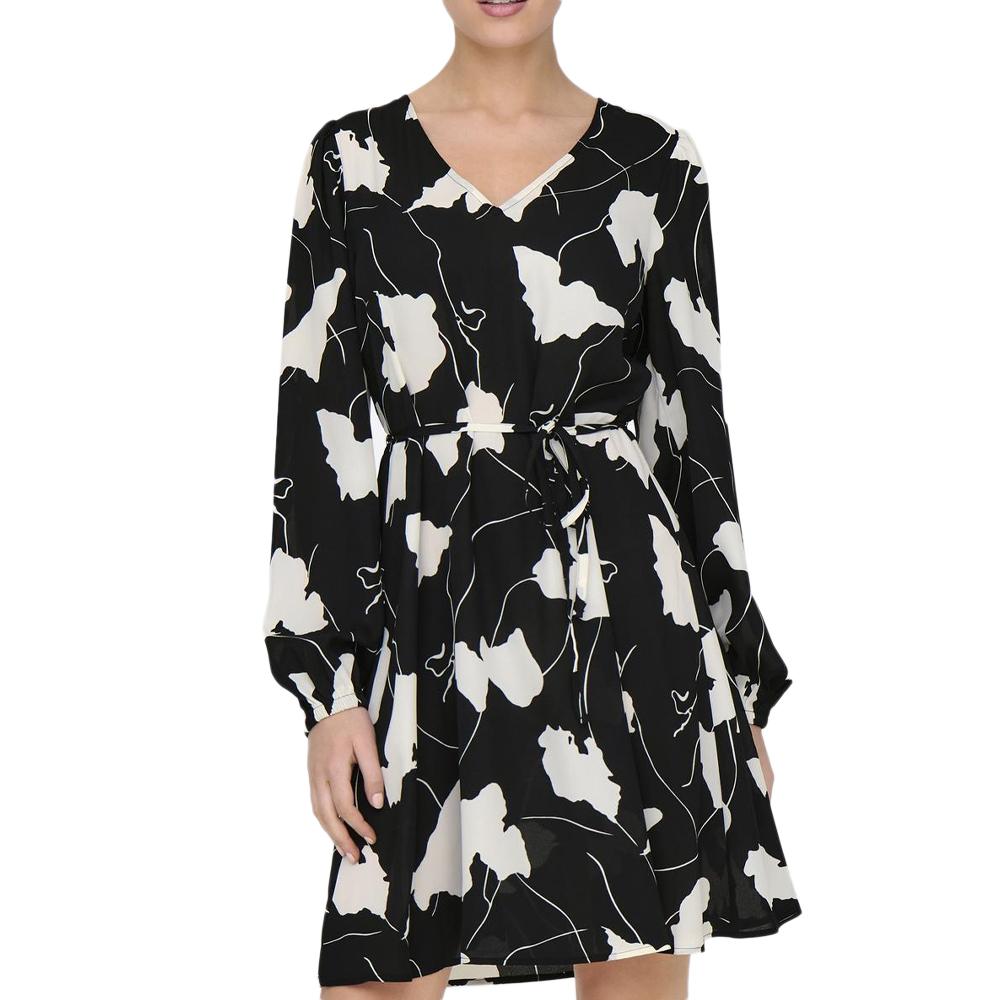 Robe Femme Robe Noire Fleurs Blanches Fleurs Blanches Robe Fond - Main Image