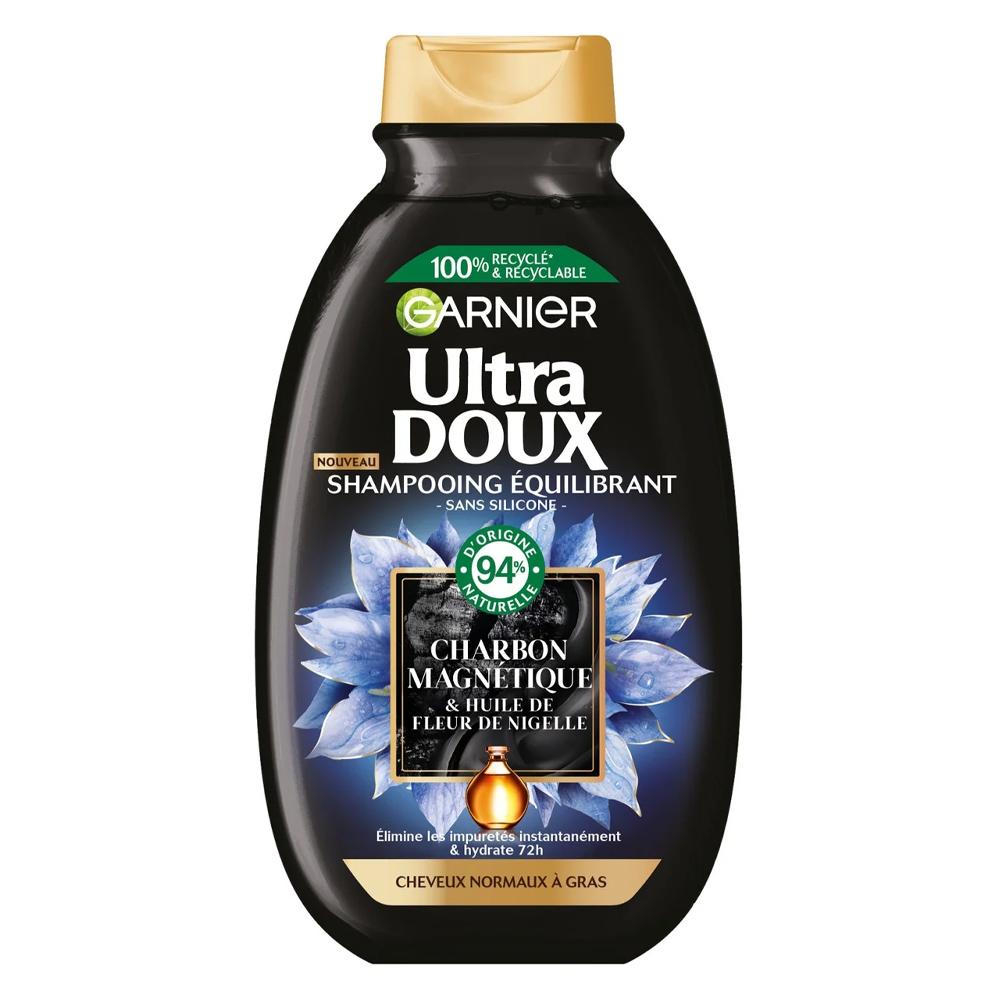 Shampoing Charbon magnétique et Huile de fleur de nigelle GARNIER Ultra doux 250ml pas cher