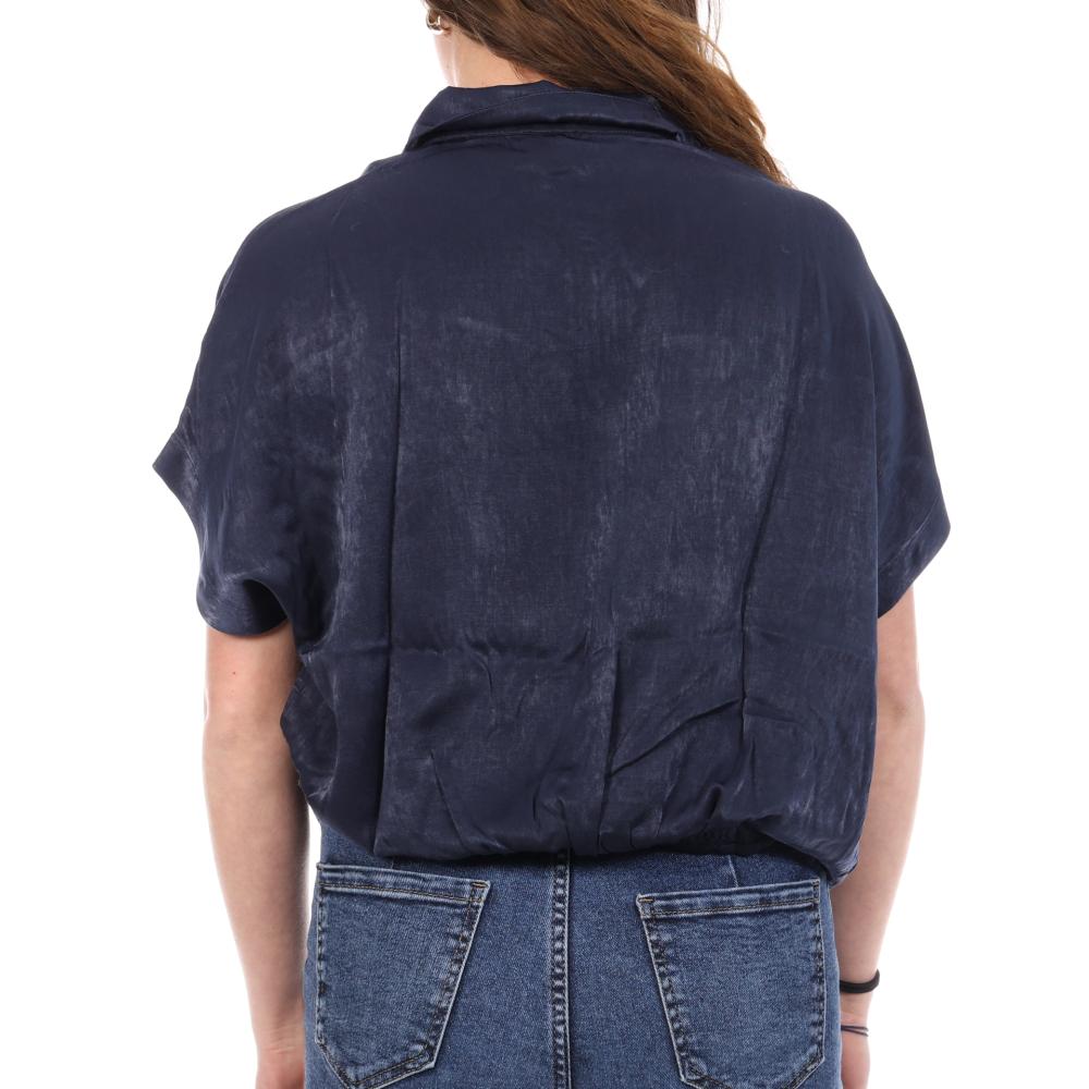 An'ge Leonie Women's Satin Navy Shirt Photo of the Espace des Marques %store% store - view of %key%