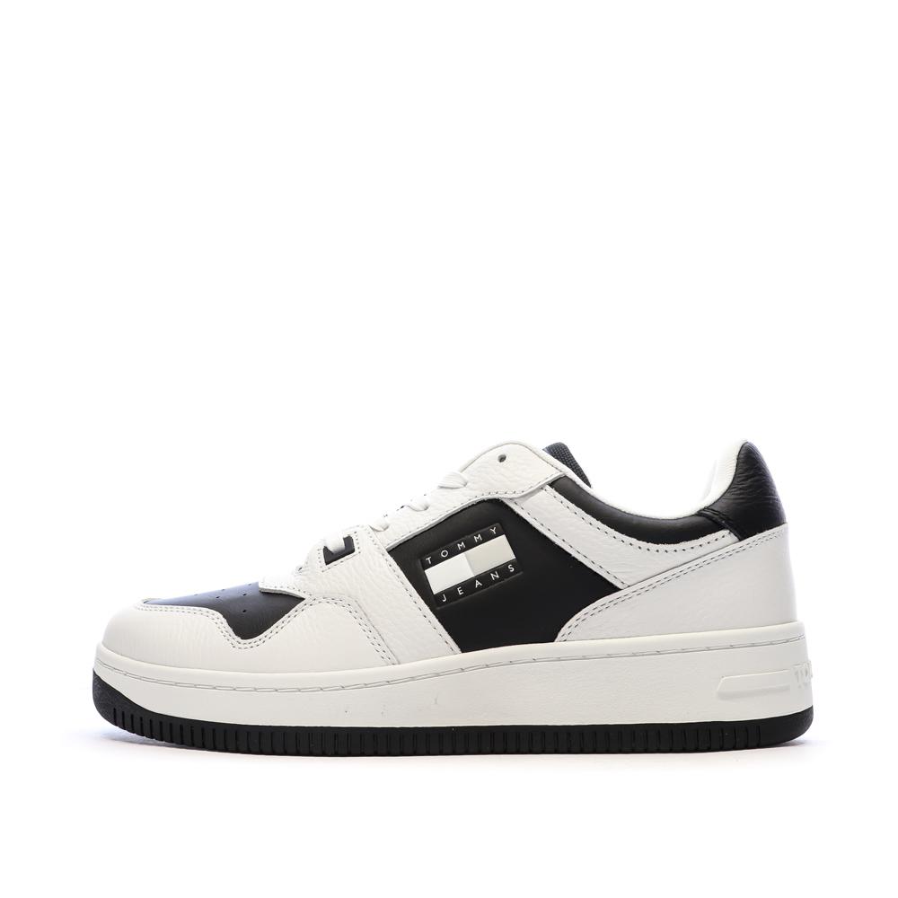 Baskets Blanches/Noires Homme Tommy Hilfiger Tjm Retro Basket pas cher