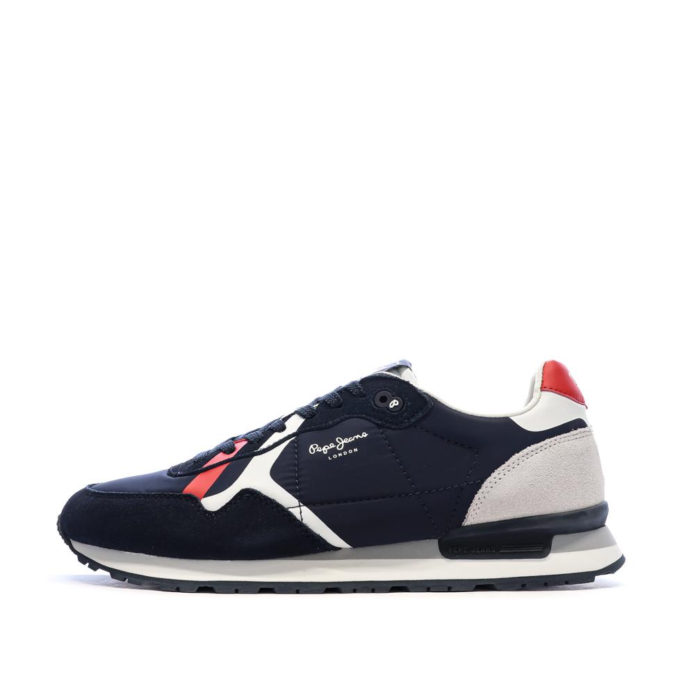 Baskets Marine/Rouge Homme Pepe jeans Brit Road M pas cher