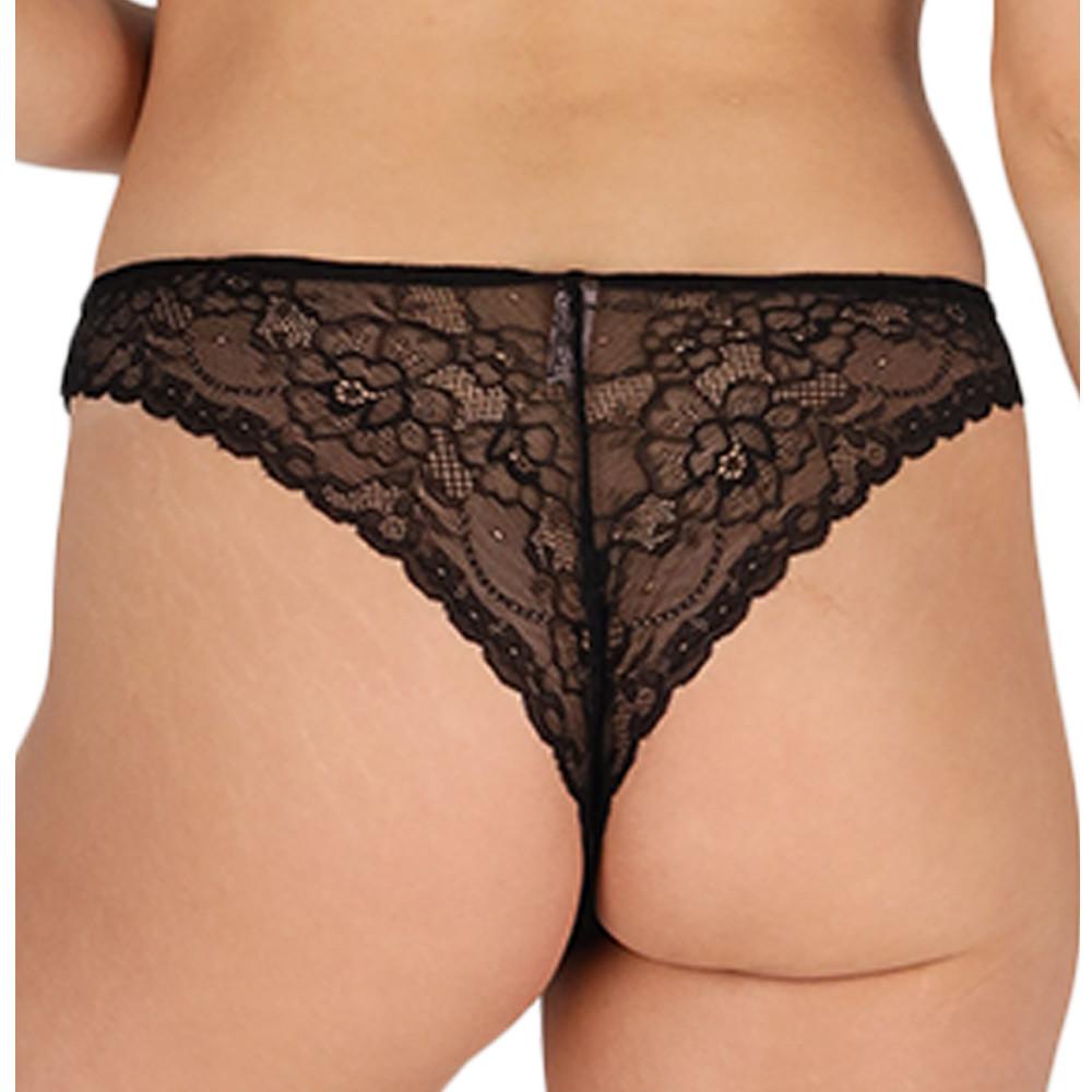 Tanga Noir Dentelle Femme Les Petites Bombes Rommane vue 2