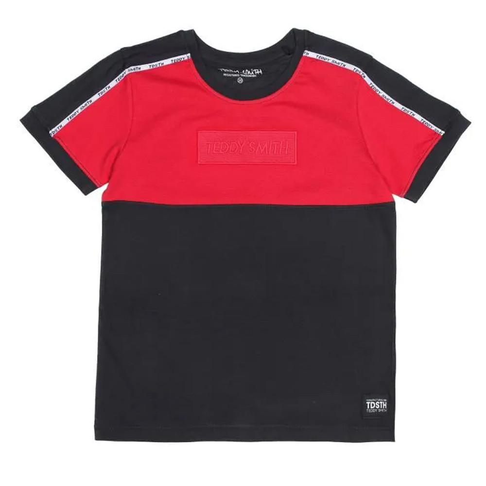 T-Shirt noir/rouge garçon Teddy Smith T-Supra Jr pas cher