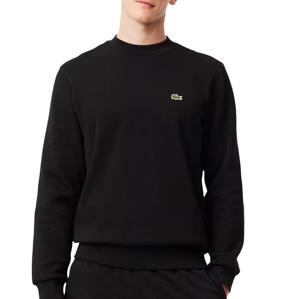 Sweat Noir Homme Lacoste Strip Crew pas cher