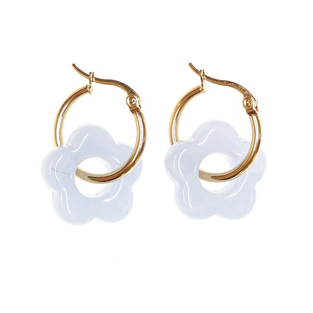 Boucles Oreilles Bleu Ciel Femme Clio Blue Fleurs 20mm pas cher