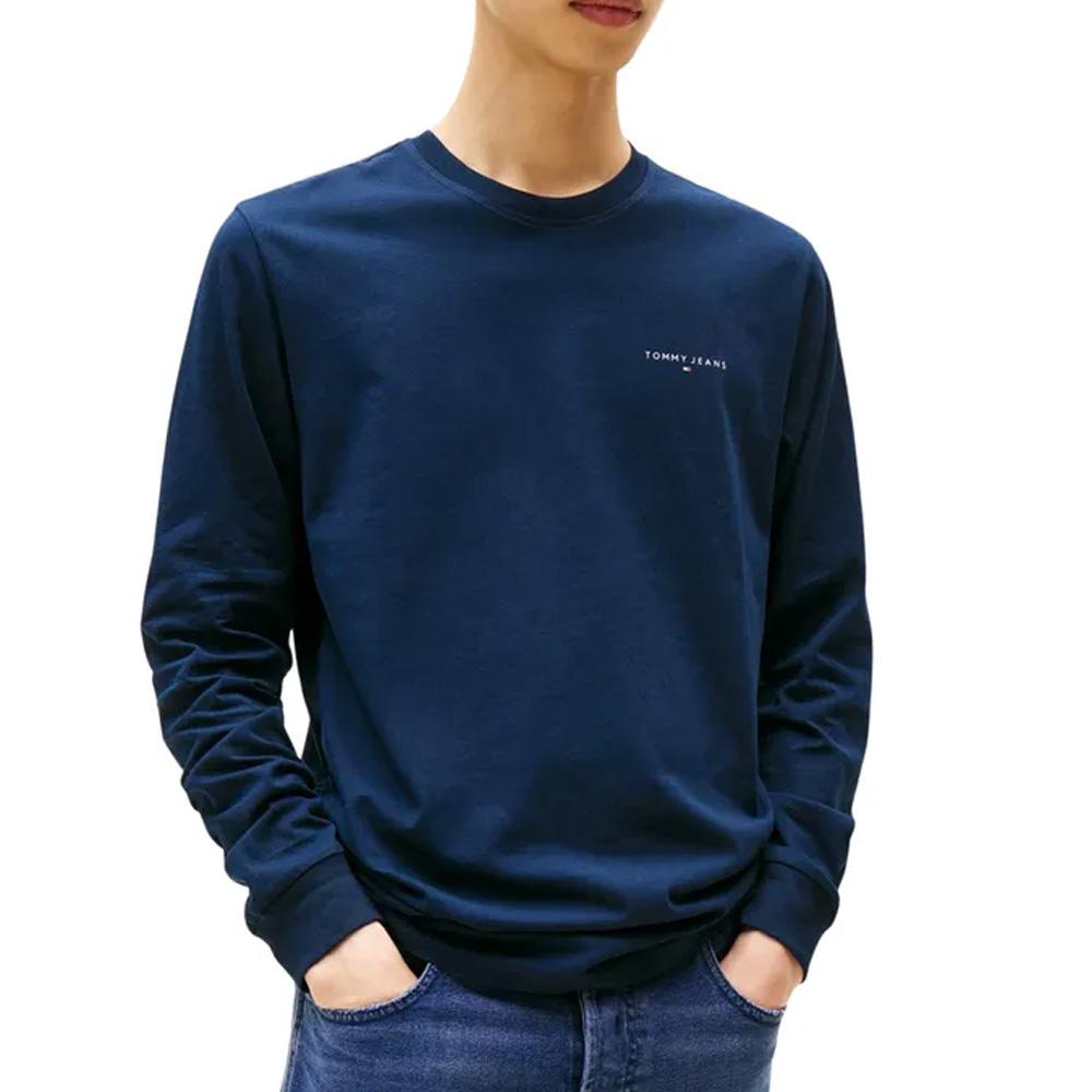 T-Shirt Manches Longues Bleu Homme Tommy Hilfiger Chest pas cher