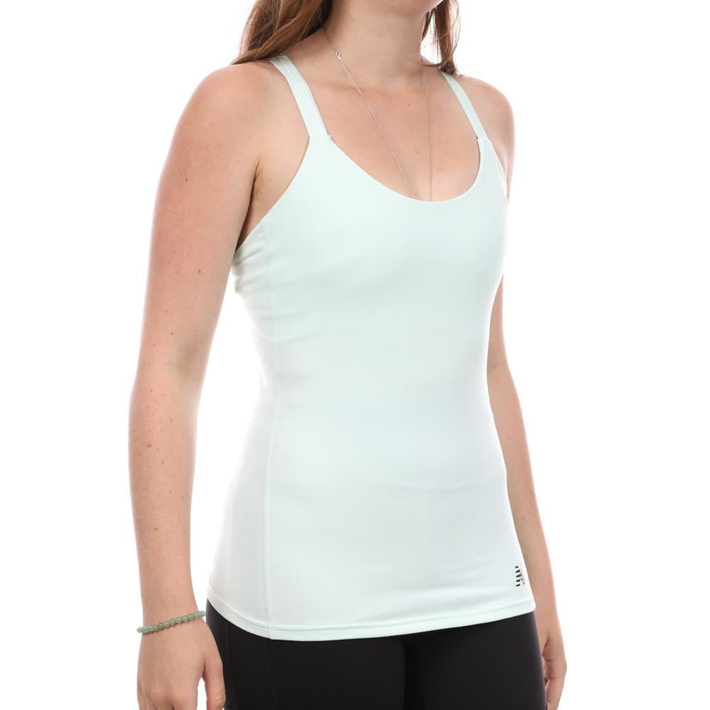 Débardeur Bleu Vert Femme New Balance Strappy Bra TNK pas cher