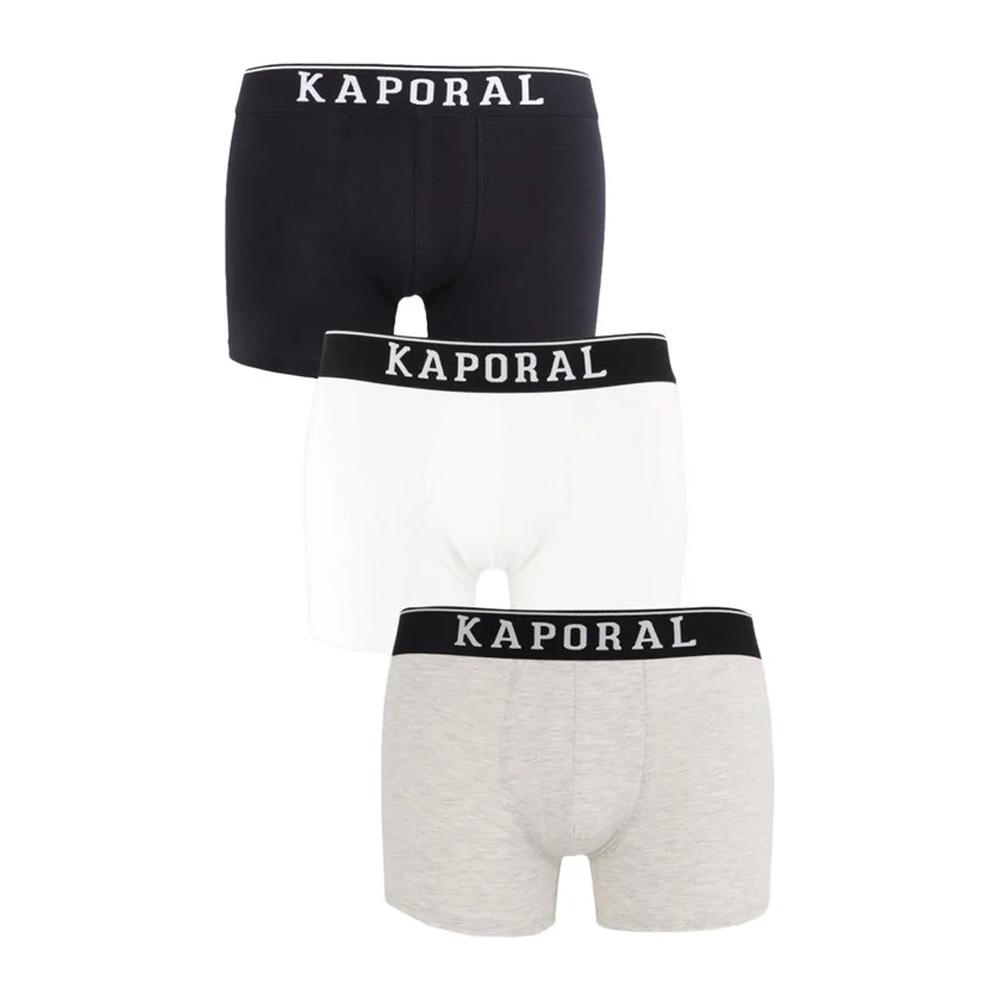 Lot x3 Boxers Noir/Blanc/Gris homme Kaporal QUADMH pas cher