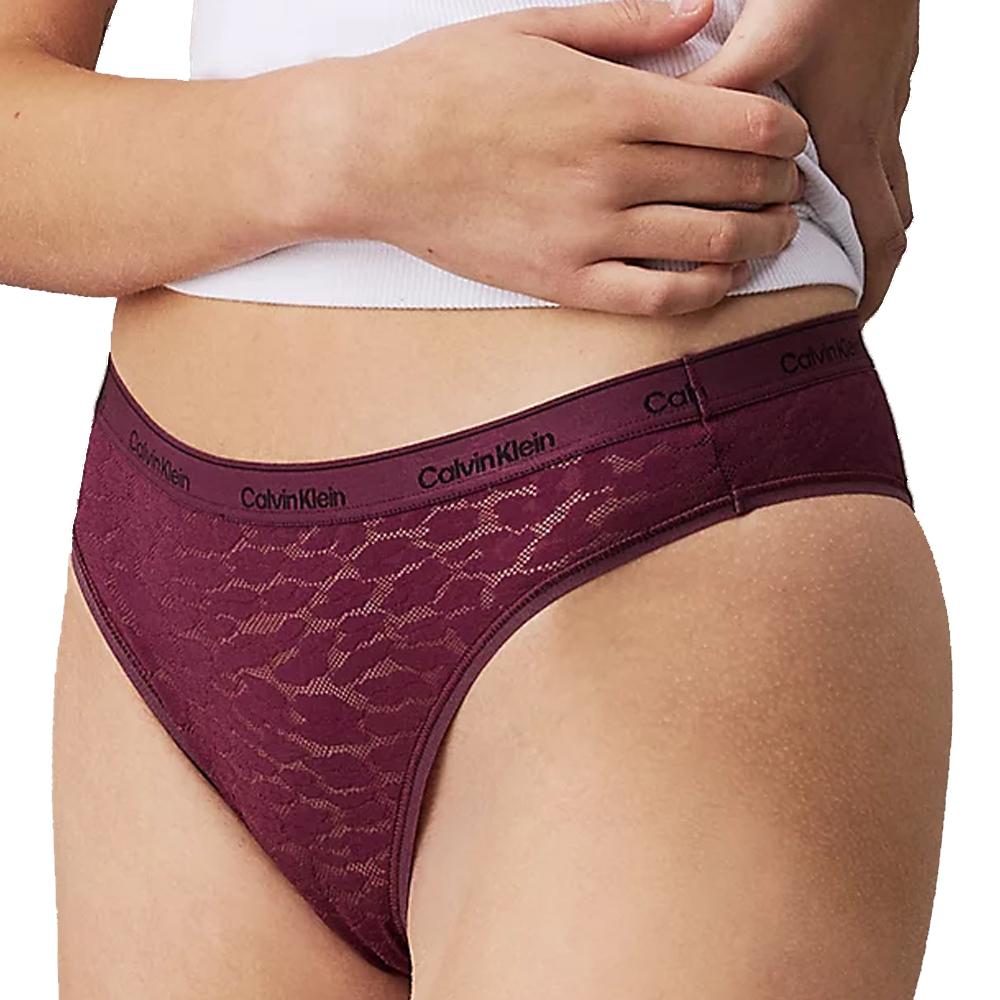 Tanga Violet Femme Calvin Klein Jeans Brazilian pas cher