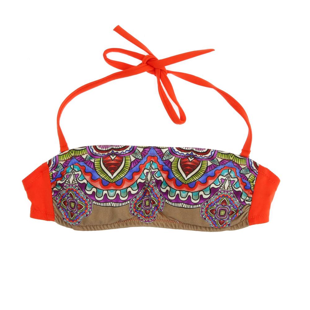 Haut de Bikini Bandeau Orange/Motif Femme Nana Cara Kenya pas cher