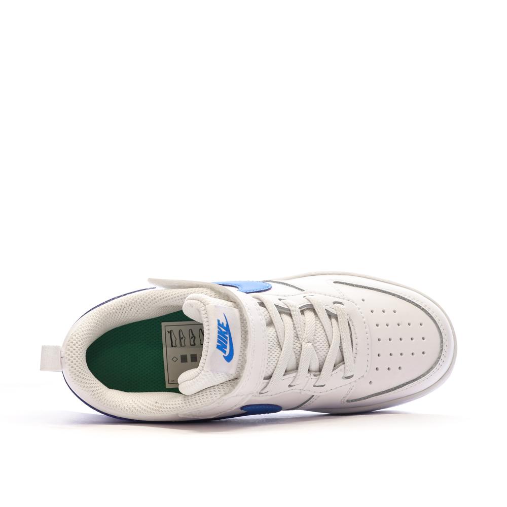 Baskets Blanches/Bleu Garçon Nike Court Borough Low 2 vue 4