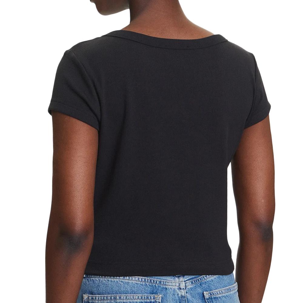 T-Shirt Noir Femme Calvin Klein Label 2x2 vue 2