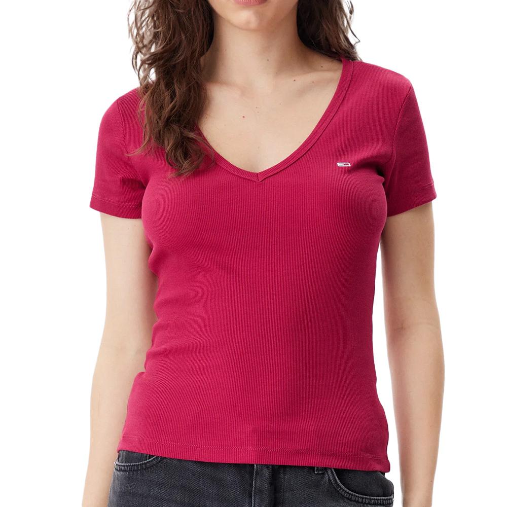 T-Shirt Rose Fushia Femme Tommy Hilfiger Essential pas cher