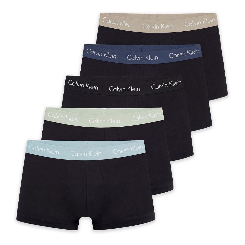 x5 Boxers Noir/Bleu Homme Calvin Klein Jeans Low Rise pas cher