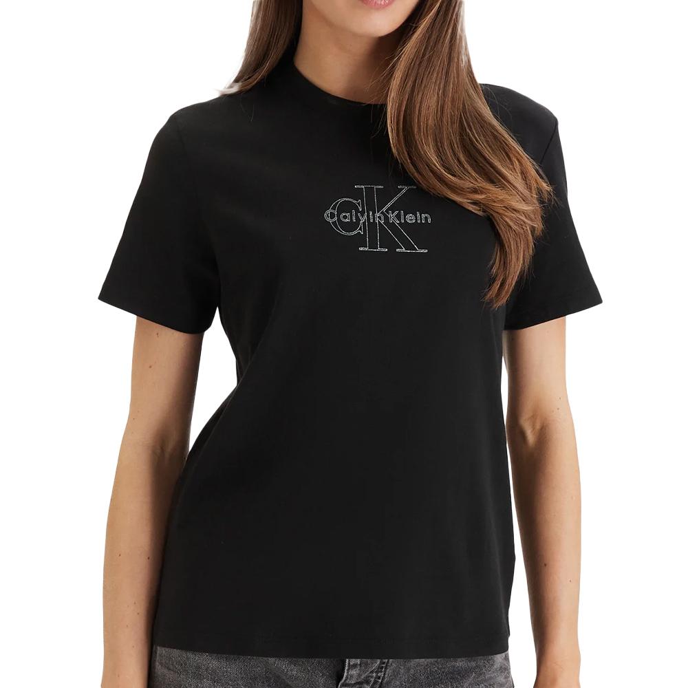 T-Shirt Noir Femme Calvin Klein Jeans Ss Clasic pas cher