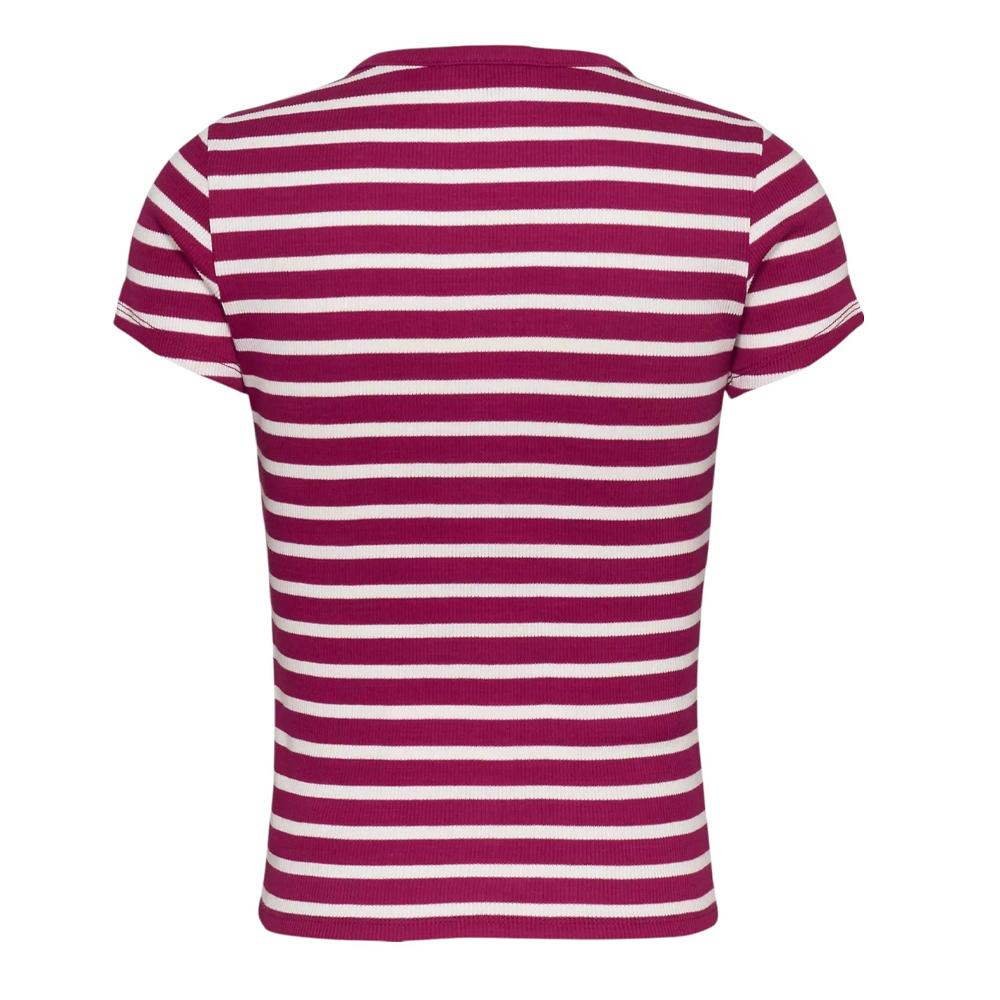 T-Shirt Rose/Blanc Femme Tommy Hilfiger Slim Button vue 2