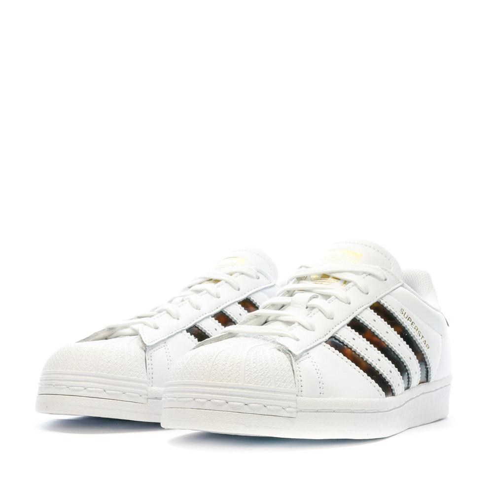 Baskets Blanche/Marron Femme Adidas Superstar vue 6